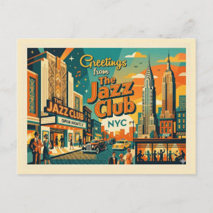 Postal Ciudad de Nueva York – El Club de Jazz, inspirado 