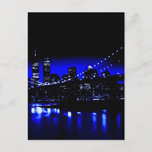 Postal Ciudad de Nueva York en azul (Anverso)