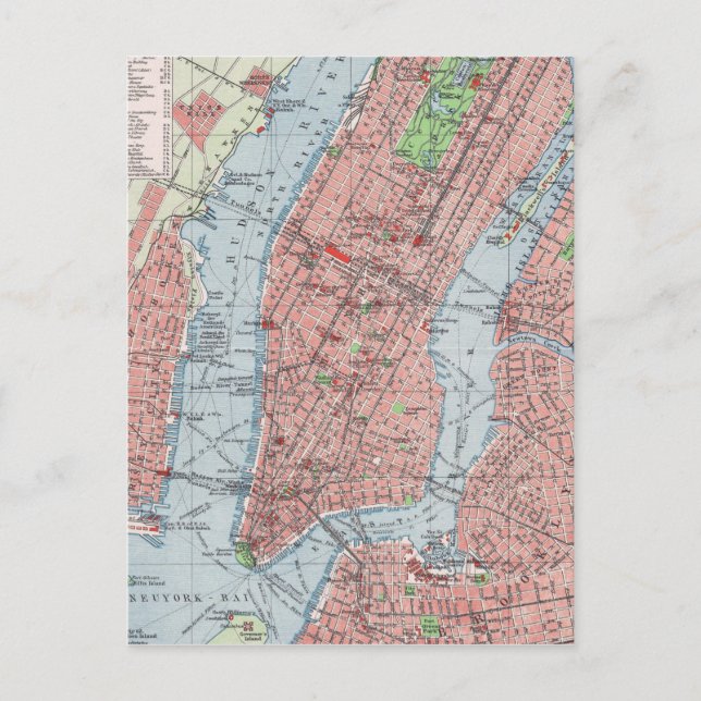 Postal Ciudad de Nueva York, Manhattan, mapa de época, po (Anverso)