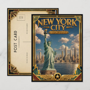 Postal Ciudad de Nueva York Nueva York Arte Deco Vintage 