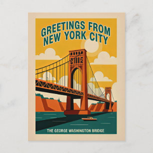 Postal Ciudad de Nueva York Puente George Washington Retr