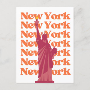Postal Ciudad de Nueva York Rosa Naranja Viaje NYC  