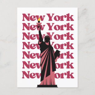 Postal Ciudad de Nueva York Rosa Negro Viaje NYC  