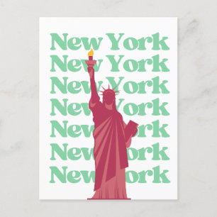 Postal Ciudad de Nueva York Rosa Verde Viaje NYC  