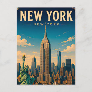 Postal 🗽 Ciudad de Nueva York USA Silueta Visita 🗽