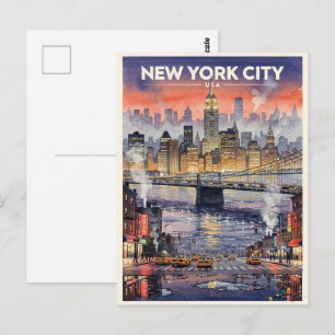 Postal Ciudad de Nueva York Viajes Vintage USA