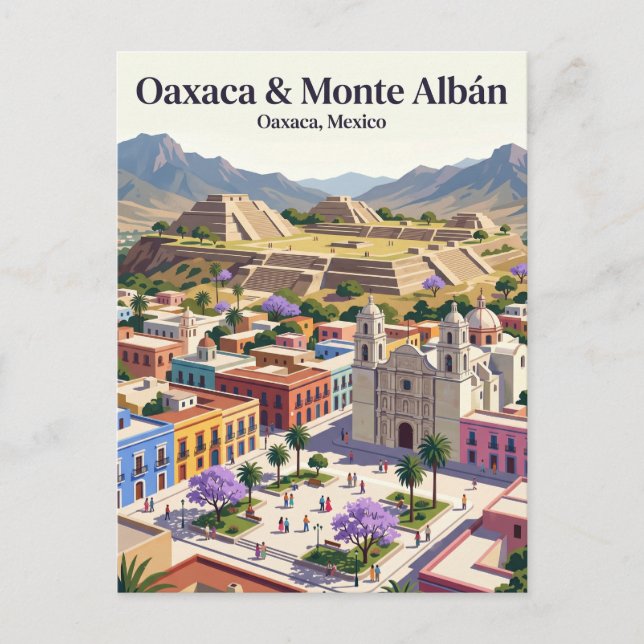 Postal Ciudad de Oaxaca y Monte Albán México (Anverso)
