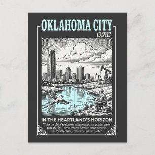 Postal Ciudad de Oklahoma OKC en el horizonte del corazón