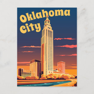 Postal Ciudad de Oklahoma, río Oklahoma que pasa por la c