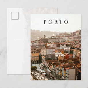Postal Ciudad de Oporto, puesta de sol dorada