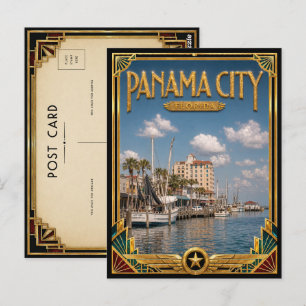Postal Ciudad de Panamá Playa Florida Vintage Art Deco Do