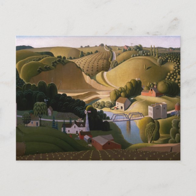 Postal Ciudad de Piedra, 1930 por Grant Wood (Anverso)