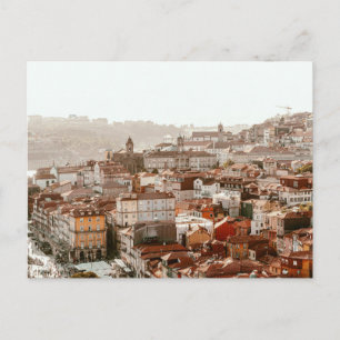 Postal Ciudad de Porto durante la puesta de sol