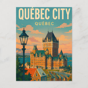 Postal Ciudad de Quebec Canadá casco antiguo castillo Via