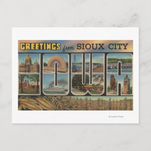 Postal Ciudad de Sioux, Iowa - Escenas de letras grandes 