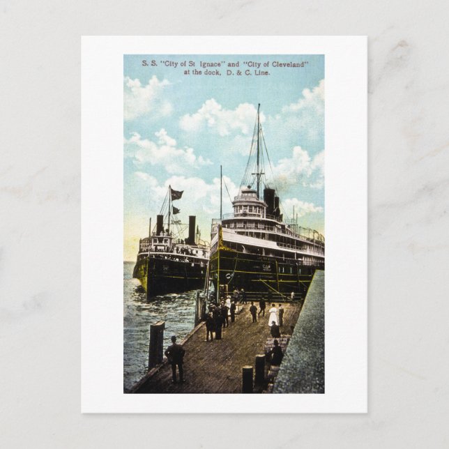 Postal Ciudad de St. Ignace y Ciudad de Cleveland, línea  (Anverso)