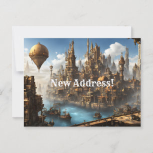Postal Ciudad de Steampunk con nueva dirección de globo