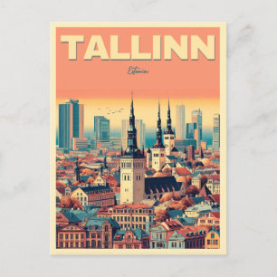 Postal Ciudad de Tallín Estonia regalo de viaje retro