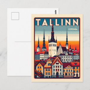 Postal Ciudad de Tallín Estonia regalo de viaje retro