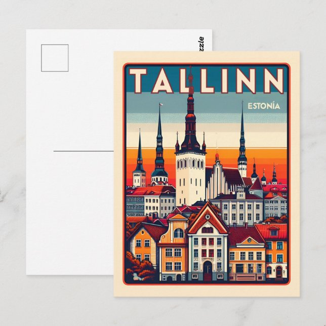Postal Ciudad de Tallín Estonia regalo de viaje retro (Anverso / Reverso)