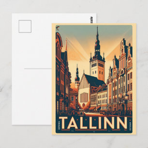 Postal Ciudad de Tallín Estonia regalo de viaje retro