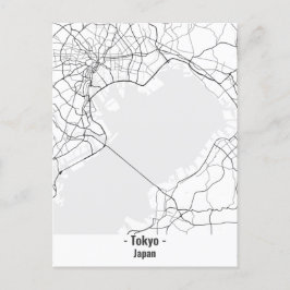 Postal Ciudad de Tokio Minimalista en blanco y negro