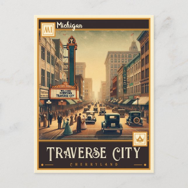 Postal Ciudad de Traverse, Michigan | Vintage (Anverso)