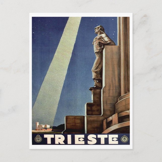 Postal Ciudad de Trieste, Italia. Cielo nocturno. Viaje d (Anverso)