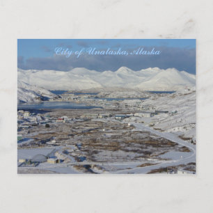Postal Ciudad de Unalaska en invierno, isla Unalaska