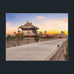 Postal Ciudad de viajes de época Xian China China RETRO c<br><div class="desc">vintage,  retro,  travel,  moderno,  acuarela,  clásico,  chino,  chino,  asia, </div>