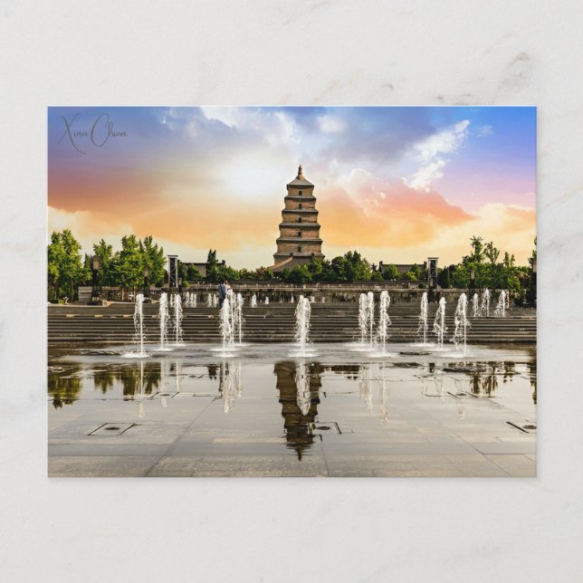 Postal Ciudad de viajes de época Xian China China RETRO c (Anverso)