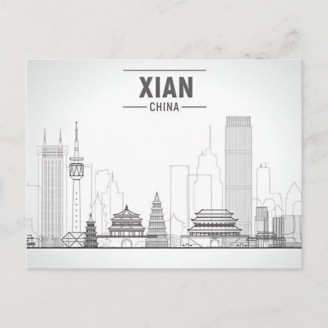 Postal Ciudad de viajes de época Xian China China RETRO c (Anverso)