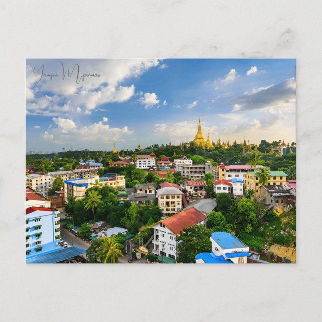 Postal Ciudad de viajes virgen Rangún Myanmar Budismo Alt (Anverso)