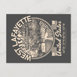 POSTAL CIUDAD DE WEST LAFAYETTE - ESTILO RETRO DE INDIANA