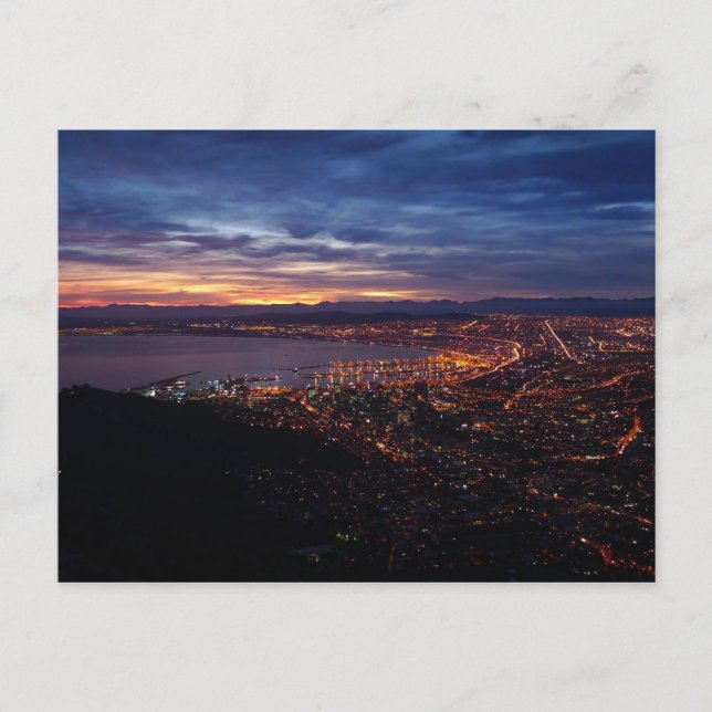 Postal Ciudad del Cabo de noche (Anverso)