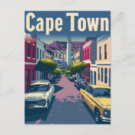 Postal Ciudad del Cabo Ilustracion de Viajes de Vintage d