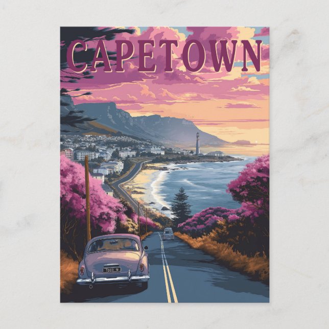 Postal Ciudad del Cabo, Sudáfrica Viajes Antiguos (Anverso)
