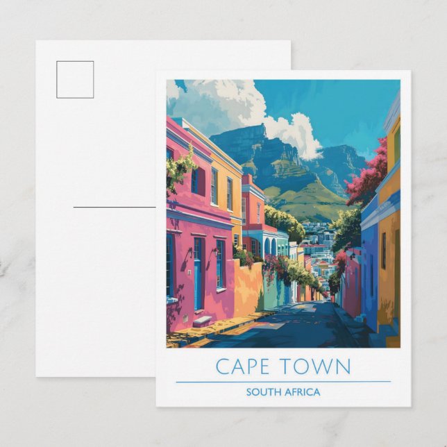 Postal Ciudad del Cabo Viajes de arte de Sudáfrica (Anverso / Reverso)