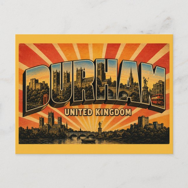 Postal Ciudad del castillo y catedral de Durham Inglaterr (Anverso)