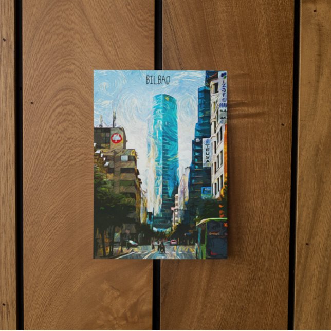 Postal Ciudad del Ilustracion de pintura al petróleo de B (bilbao spain city postcard)