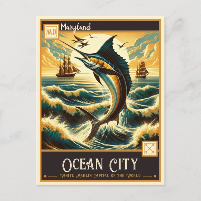 Postal Ciudad del Océano, Maryland | Vintage (Anverso)