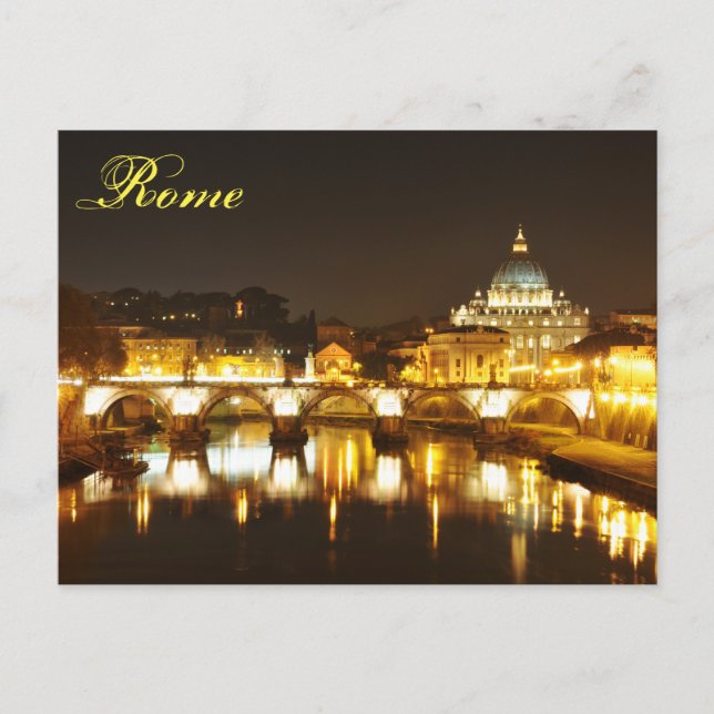 Postal Ciudad del Vaticano, Roma, Italia de noche (Anverso)