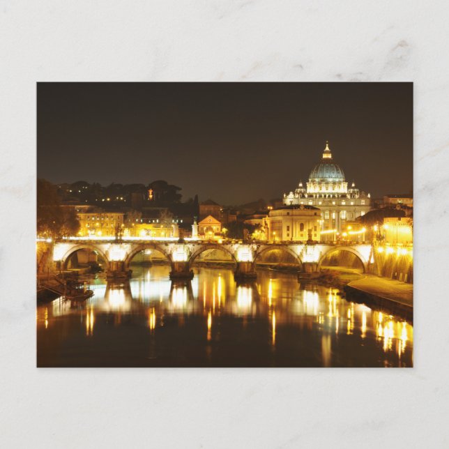 Postal Ciudad del Vaticano, Roma, Italia de noche (Anverso)