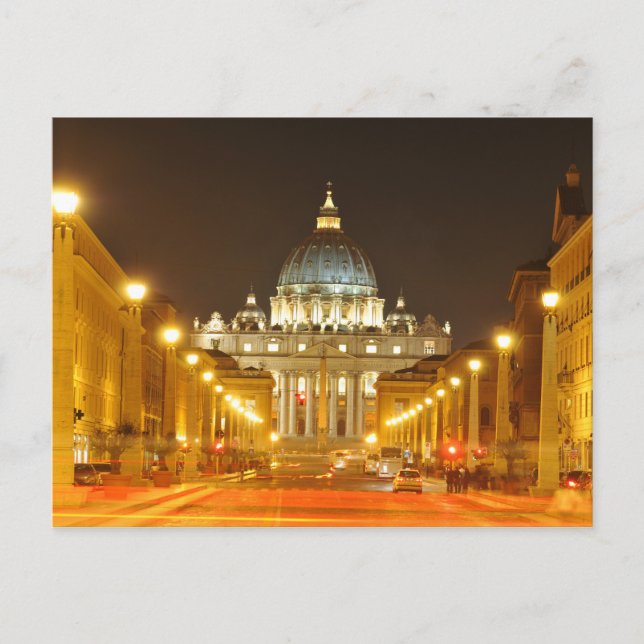 Postal Ciudad del Vaticano, Roma, Italia de noche (Anverso)