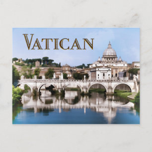 Postal Ciudad del Vaticano visto desde el río Tíber texto