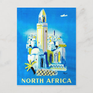Postal Ciudad en el norte de África, viaje vintage