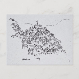 Postal Ciudad en la cima de una colina de Abricale, Itali