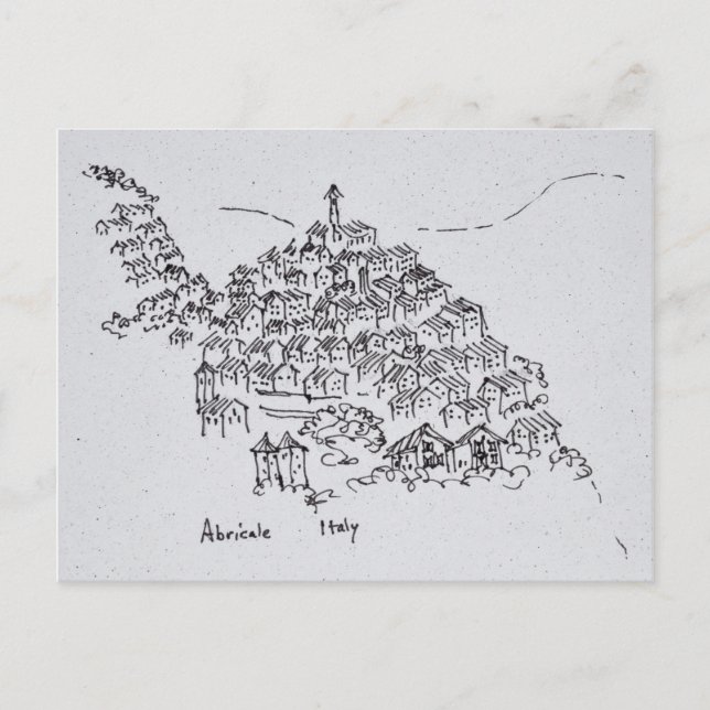 Postal Ciudad en la cima de una colina de Abricale, Itali (Anverso)
