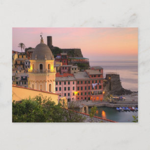 Postal Ciudad en la ladera de Vernazza por la noche, Cinq