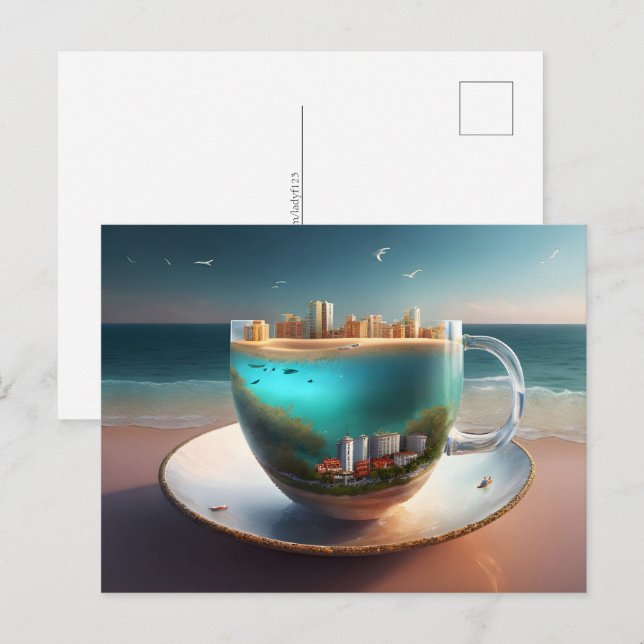 Postal Ciudad en la taza, poscruce (Anverso / Reverso)
